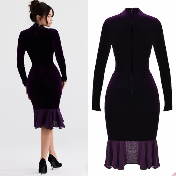 House of CB Dahna Dark Purple velvet corset dress - Picture 9 of 16